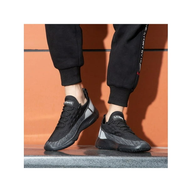 Mens Fashion Sneakers Shoes Black Outdoor Running Sports Mesh Breathable Gym